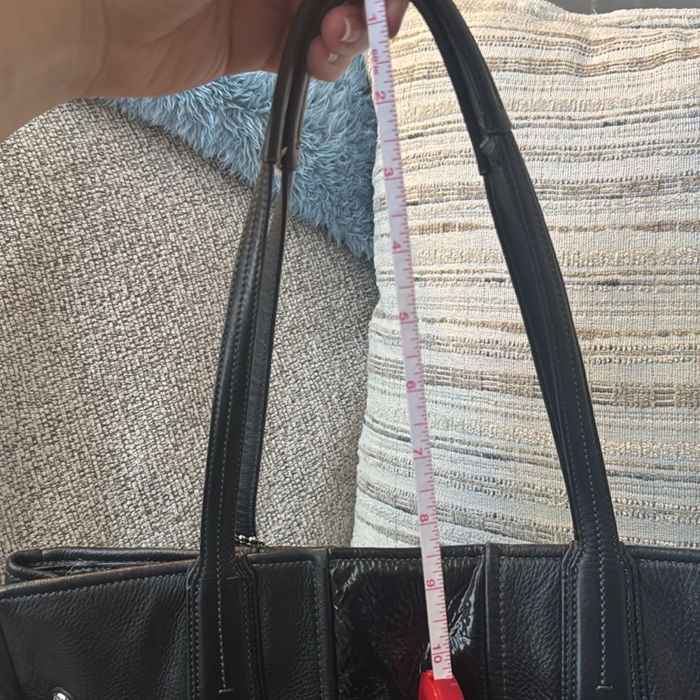 Coach Black Leather Tote with Patent Trim - Picture 10 of 13
